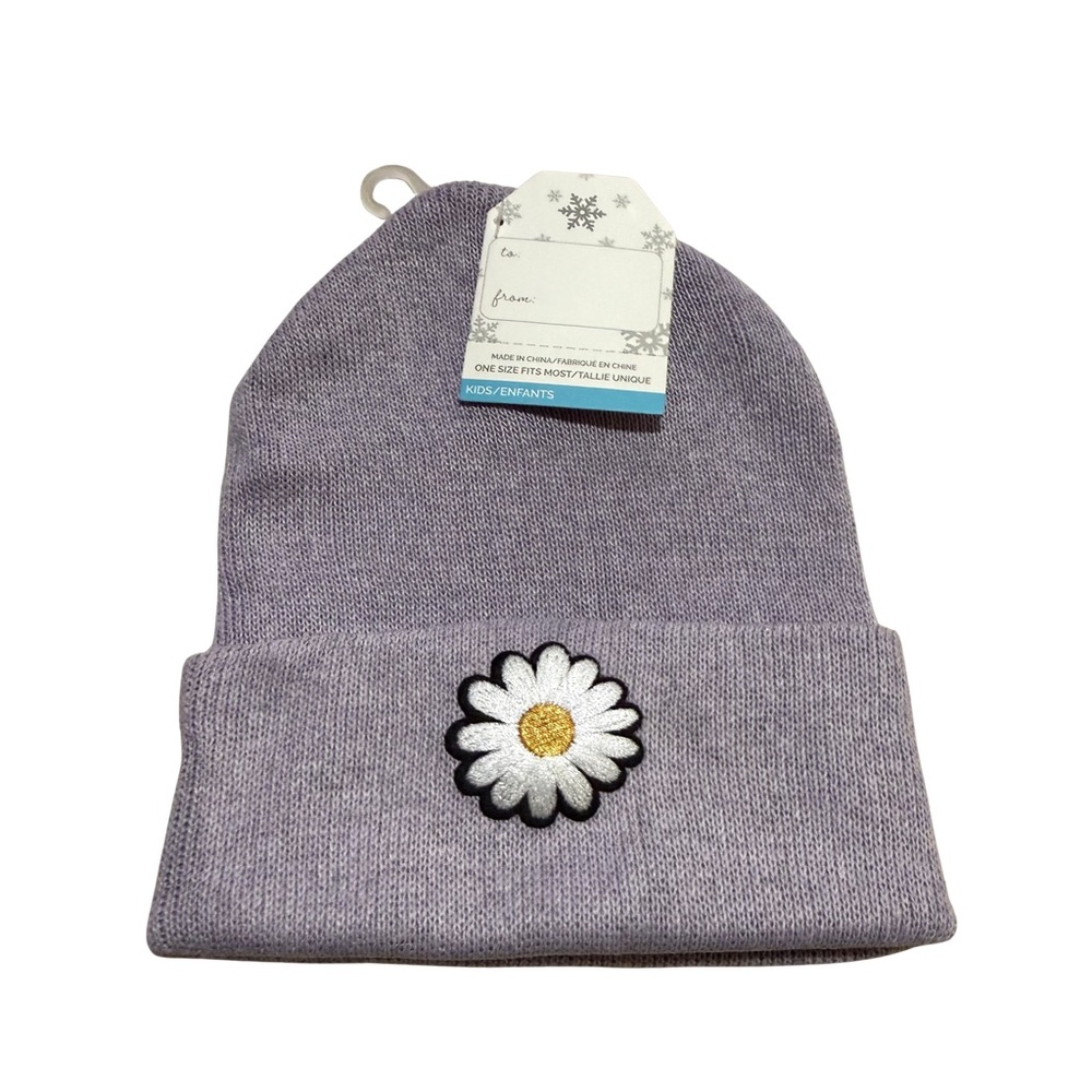 Kids Lilac Daisy Beanie— NWT